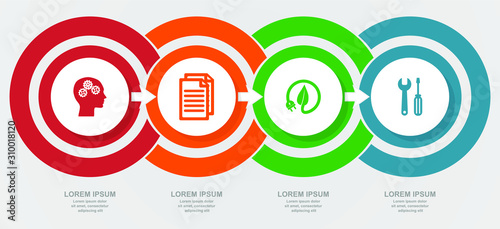 Business, education, technology and green energy diagram, flat design vector infographic template for web presentation, 4 options