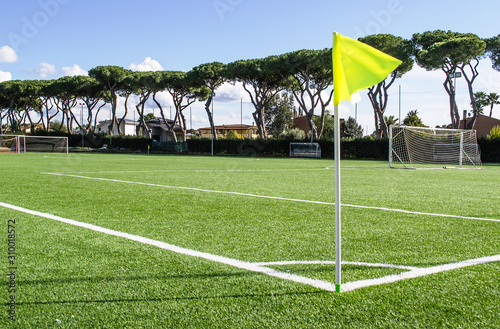 Konstfotografi campo da calcio in un centro sportivo