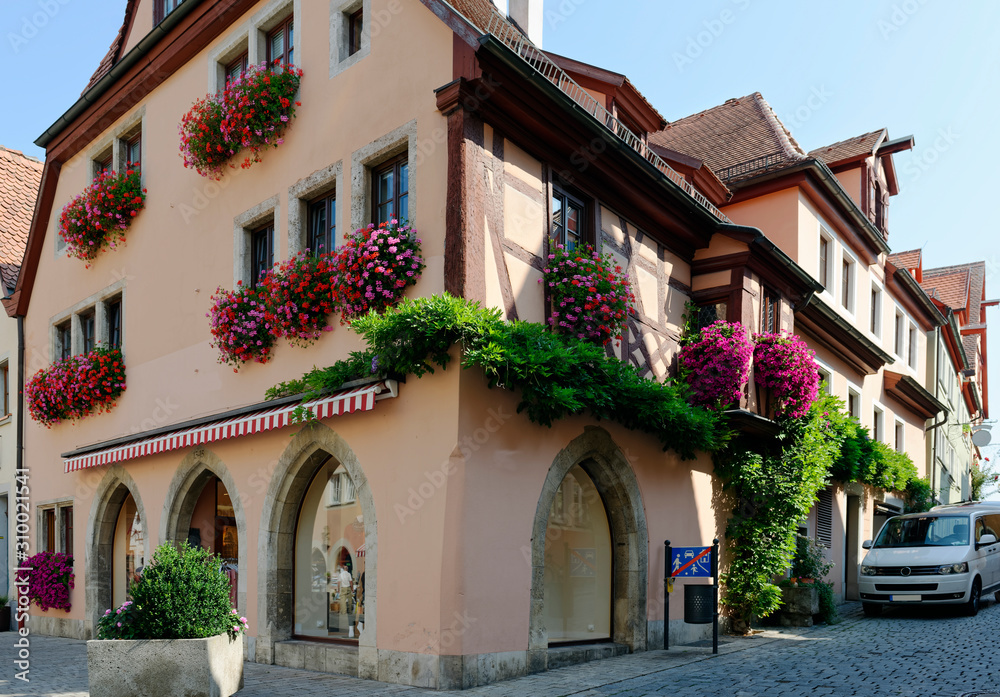Colorful building, Rothenburg ob der Tauber, Bavaria, Germany