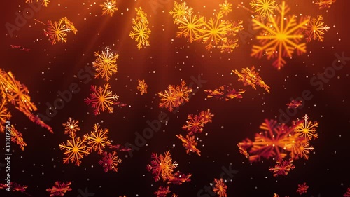 Holidays and Christmas Background animation with the concept of falling snowflakes and Christmas Decoration elements with the subtle snowy background 