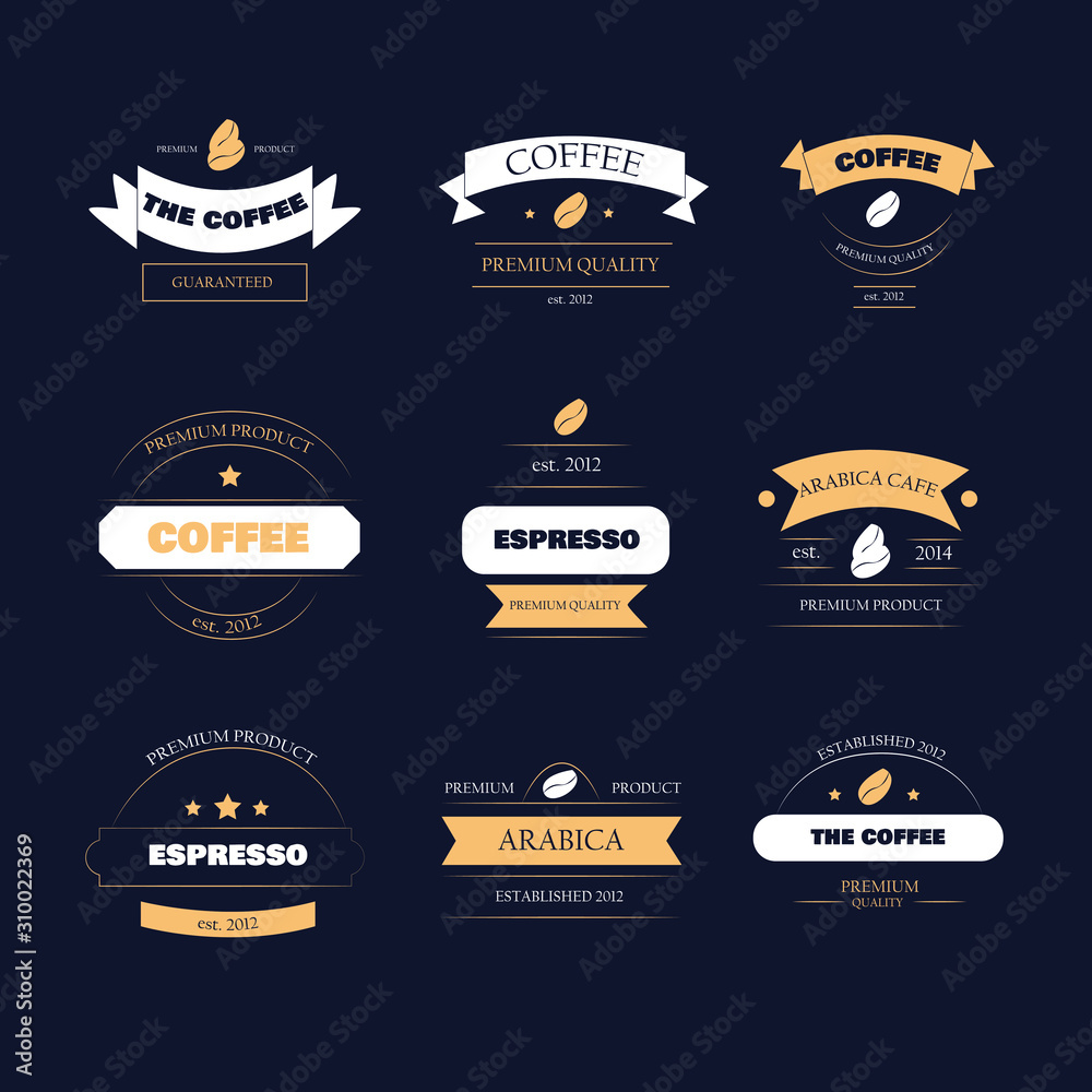 coffee shop logo set. flat design illustration coffee shop logo set. flat design illustration