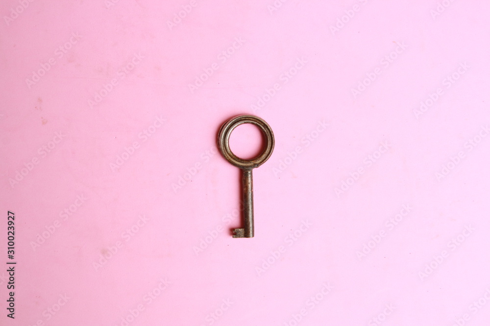old closet key in color background