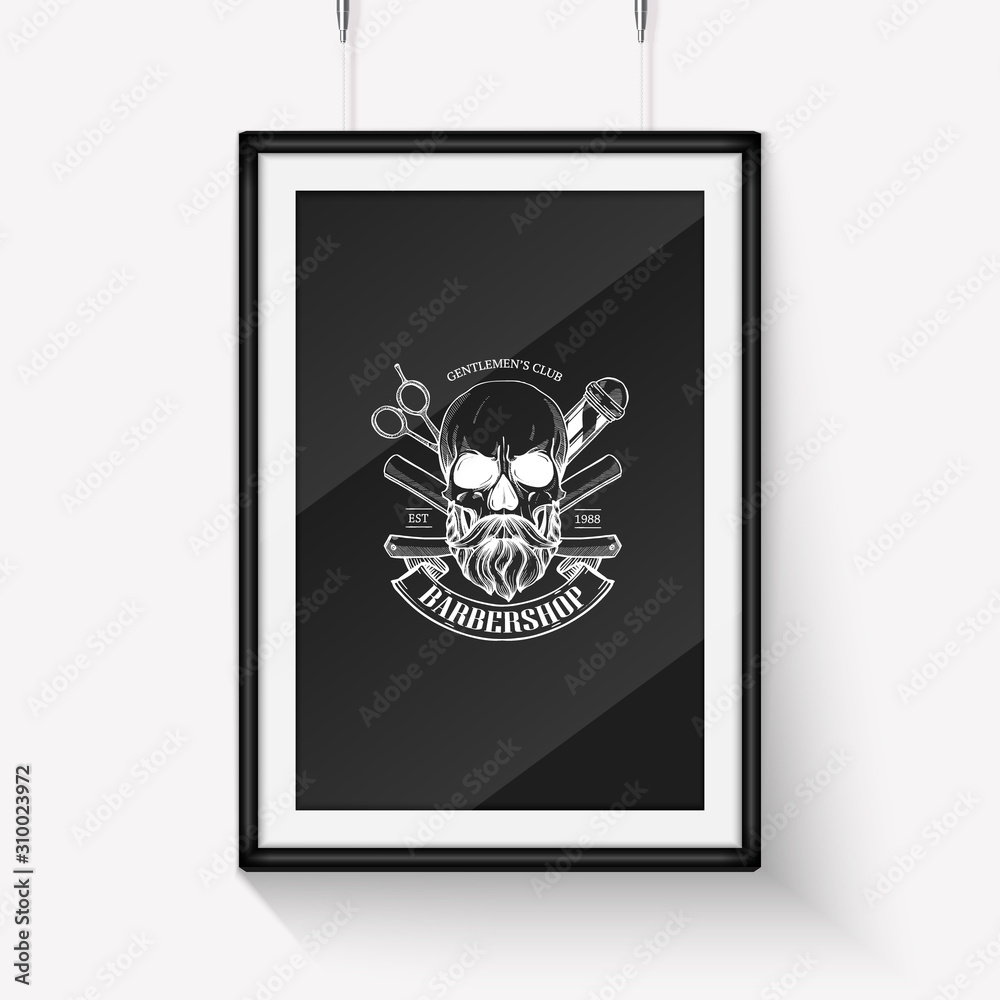 Barbershop logo angry sticker with skull Barbershop logo angry sticker with skull