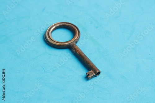 old closet key in color background