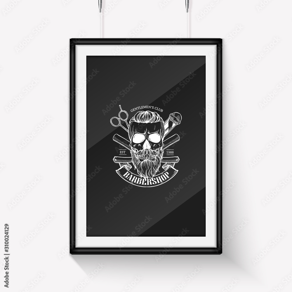 Barbershop logo angry sticker with skull Barbershop logo angry sticker with skull