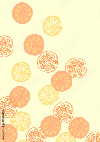 柑橘系の果物をモチーフにしたテキスタイル素材