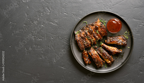 Canvas Print Spicy hot grilled spare ribs