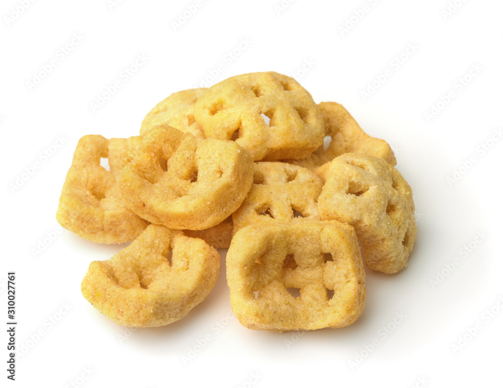 Pile of puffed potato snacks Pile of puffed potato snacks