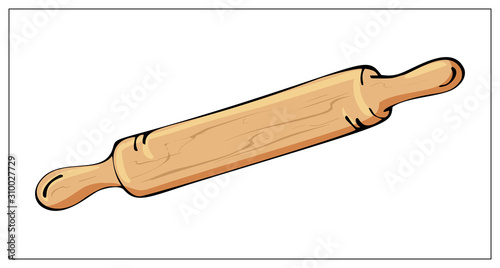 Vector rolling pin isolated on a white background.