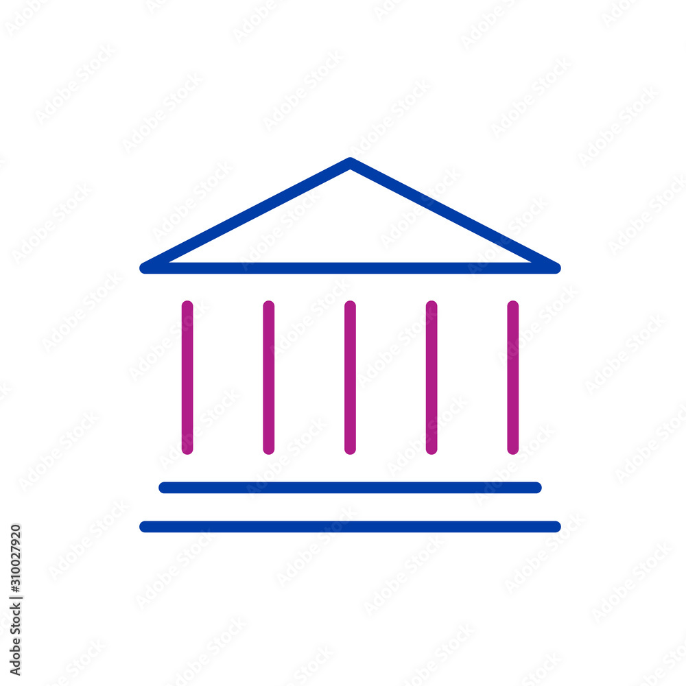 bank building icon vector, linear design, vector illustration. Editable stroke. bank building icon vector, linear design, vector illustration. Editable stroke.