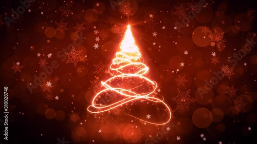 Holidays and Christmas Background animation with the concept of falling snowflakes and Christmas Decoration elements with the subtle snowy background 