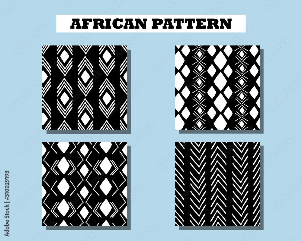 African seamless pattern with bogolanfini symbols. Ethnic wallpaper for ...