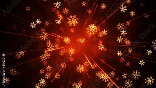 Holidays and Christmas Background animation with the concept of falling snowflakes and Christmas Decoration elements with the subtle snowy background 