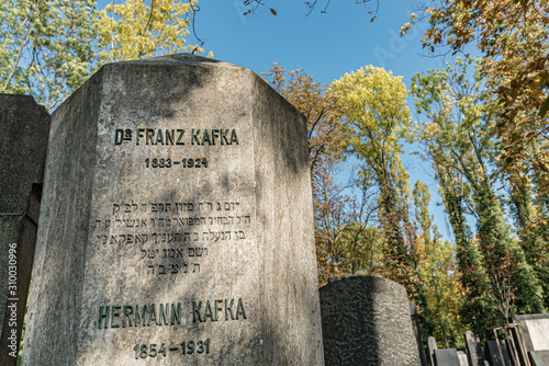 Kafka’s tombstone in Prague, Czech Republic. Grave of famous writer in the Jewish Cemetery in Prague photo