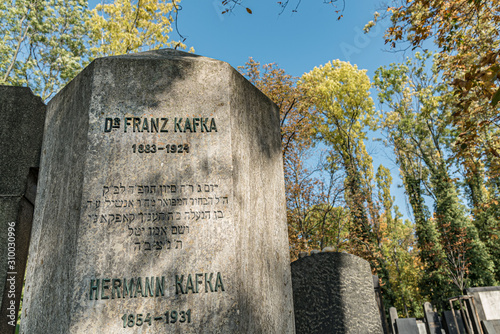 Canvas Print Kafka’s tombstone in Prague, Czech Republic