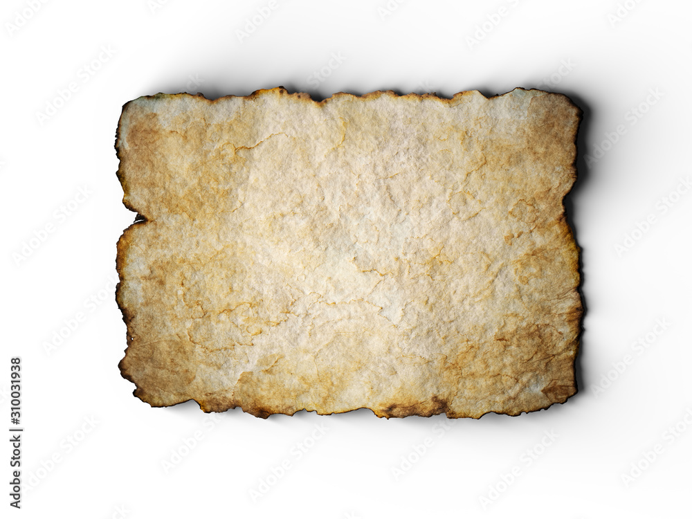 Aged brown paper with burned edges. 3d illustration Aged brown paper with burned edges. 3d illustration