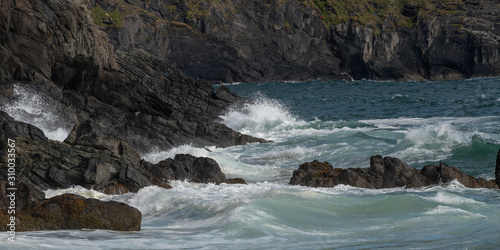Waves breaking on the coast, Ballyferriter, County Kerry, Ireland