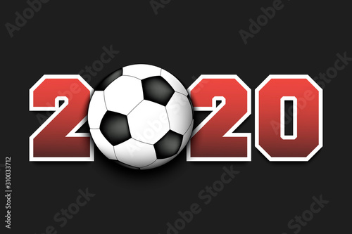 New Year numbers 2020 and soccer ball