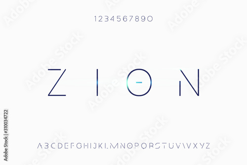 Zion. Abstract technology futuristic alphabet font. digital space typography vector illustration design