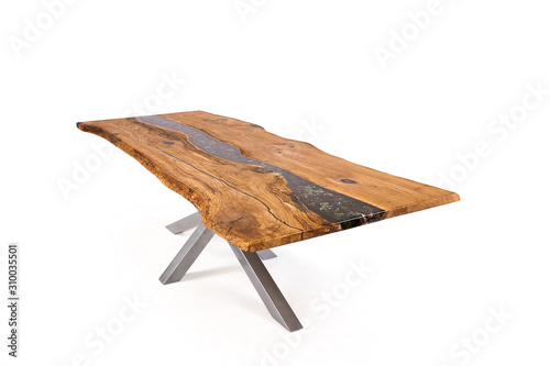 vintage wooden table isolated on white background