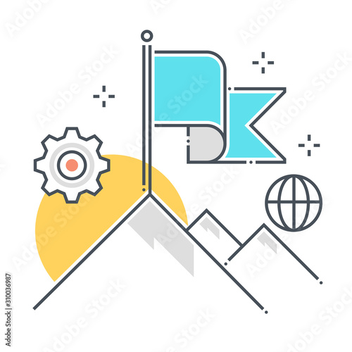 Get on top related color line vector icon, illustration