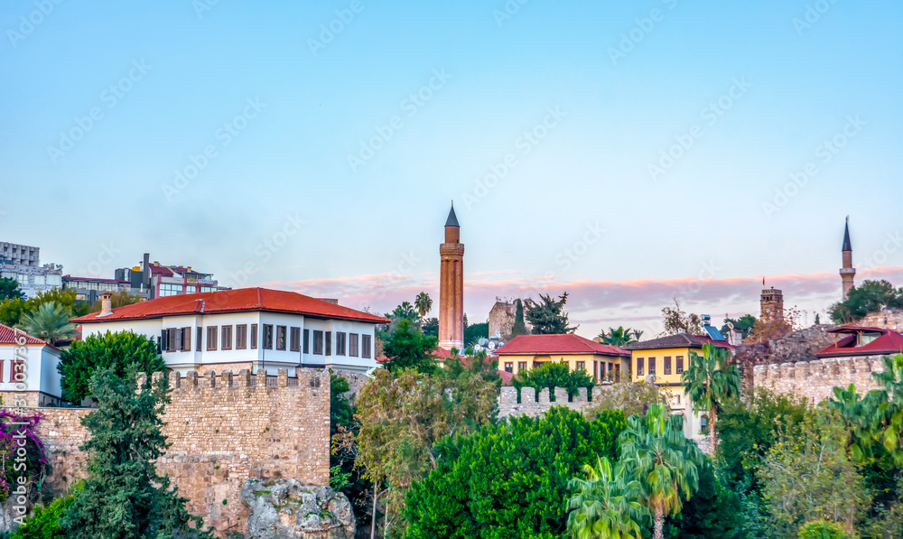 Beautiful view of the Antalya Kaleiçi Old town (Kaleici) in Antalya, Turkey