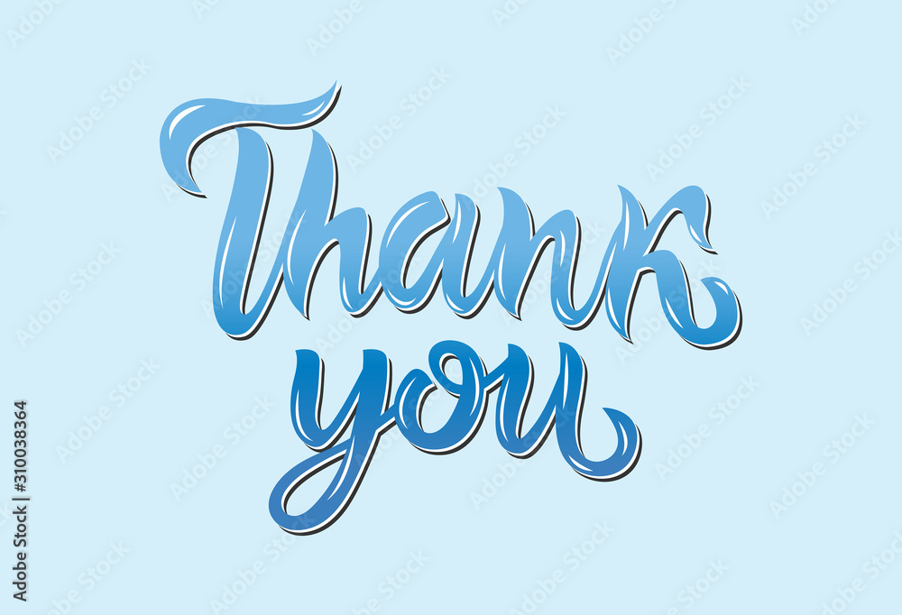 Hand written lettering Thank you light blue background 素材庫向量圖 | Adobe Stock