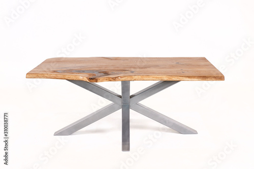 vintage wooden table isolated on white background