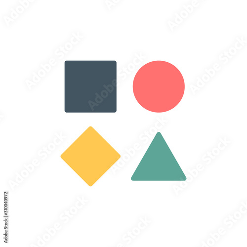 Template of simple geometrical logo with triangle, square circle and rhombus in different colors. Stock Vector illustration isolated on white background. Free Download Template of simple geometrical logo with triangle, square circle and rhombus in different colors. Stock Vector illustration isolated on white background. - GFXLoad