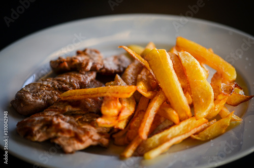 delicious fried meat & french fries