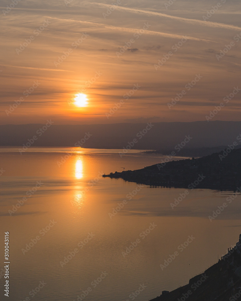 sunset over the lac leman
