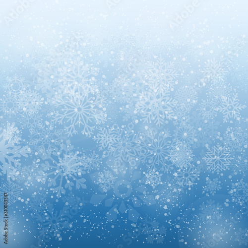 vrctor illustration of winter background with snowflakes photo