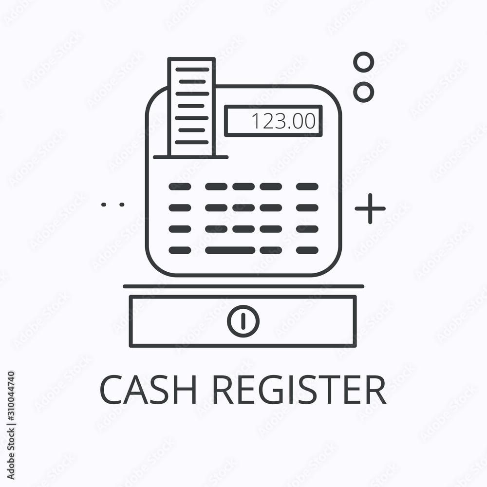 Modern thin line icon of cash register for marketing design. Vector illustration Modern thin line icon of cash register for marketing design. Vector illustration
