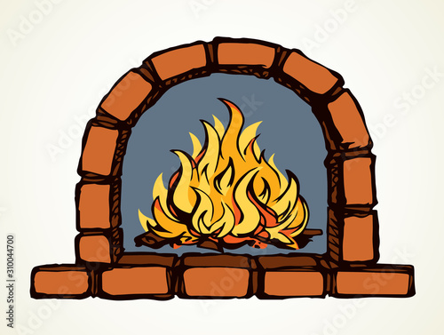 Old Russian stove. Vector drawing