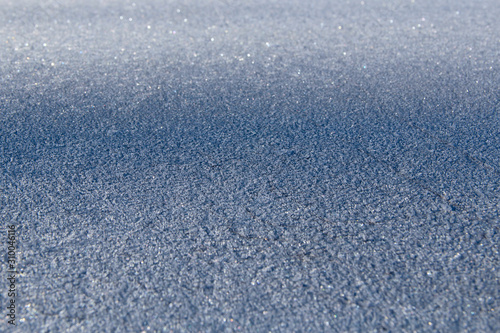 Surface of wall covered with hoar-frost in winter. Winter texture frozen in time