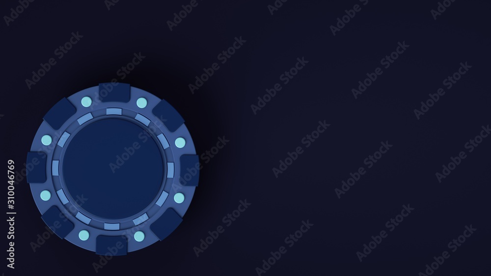 Blue Modern Elegant Concept of Casino Chip With Empty Space - 3D Illustration Blue Modern Elegant Concept of Casino Chip With Empty Space - 3D Illustration