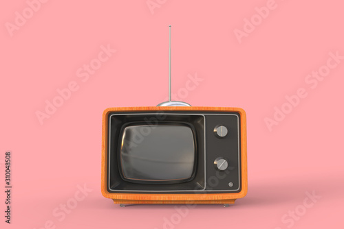 Retro tv. Vintage tv. 3D rendering.