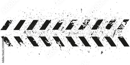 Vector Print Textured Tire Track . Design Element . Car tread silhouette . Mud splash grunge texture