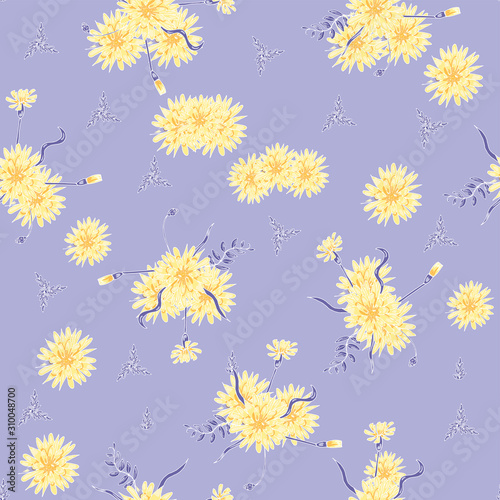 Seamless pattern of flowers in doodle style. Suitable for ovens on fabric  wallpaper.