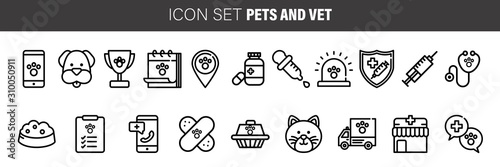 vet clinic, Simple thin line veterinary medicine icons set. Vector icons photo