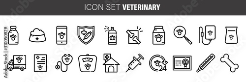 vet clinic, Simple thin line veterinary medicine icons set. Vector icons