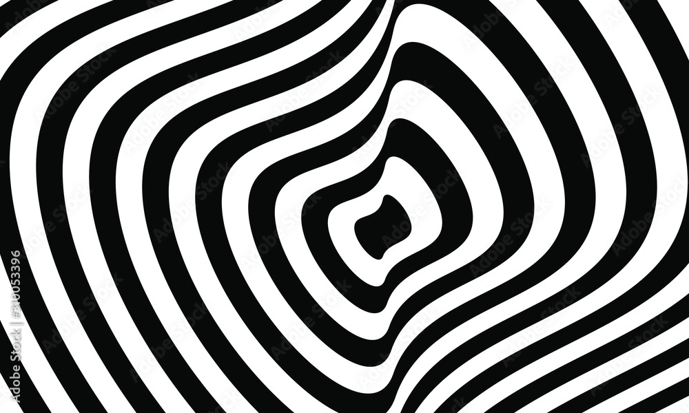 Abstract optical art background. Black and white wave stripes isolated. Vector illustration Abstract optical art background. Black and white wave stripes isolated. Vector illustration