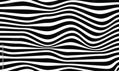 Abstract optical art background. Black and white wave stripes isolated. Vector illustration © Arif Arisandi