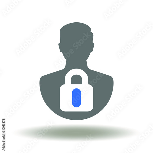 DPO Data Protection Officer GDPR Privacy Security Information Logo. Man lock icon vector.