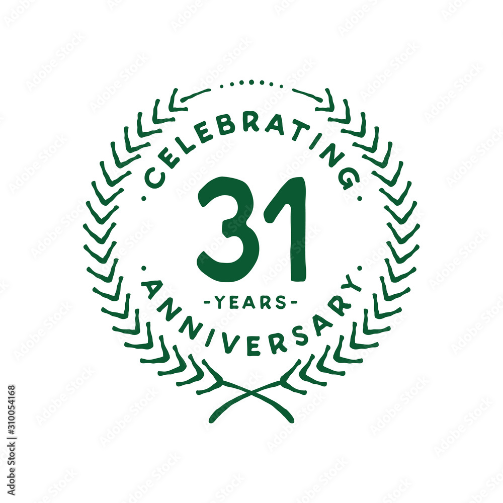 31 years design template. 31st logo. Vector and illustration. 31 years design template. 31st logo. Vector and illustration.