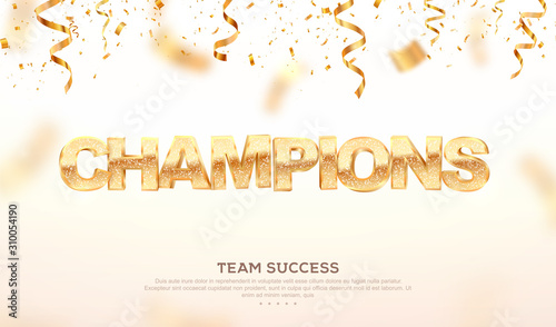 Fényképezés Golden word champions vector illustration