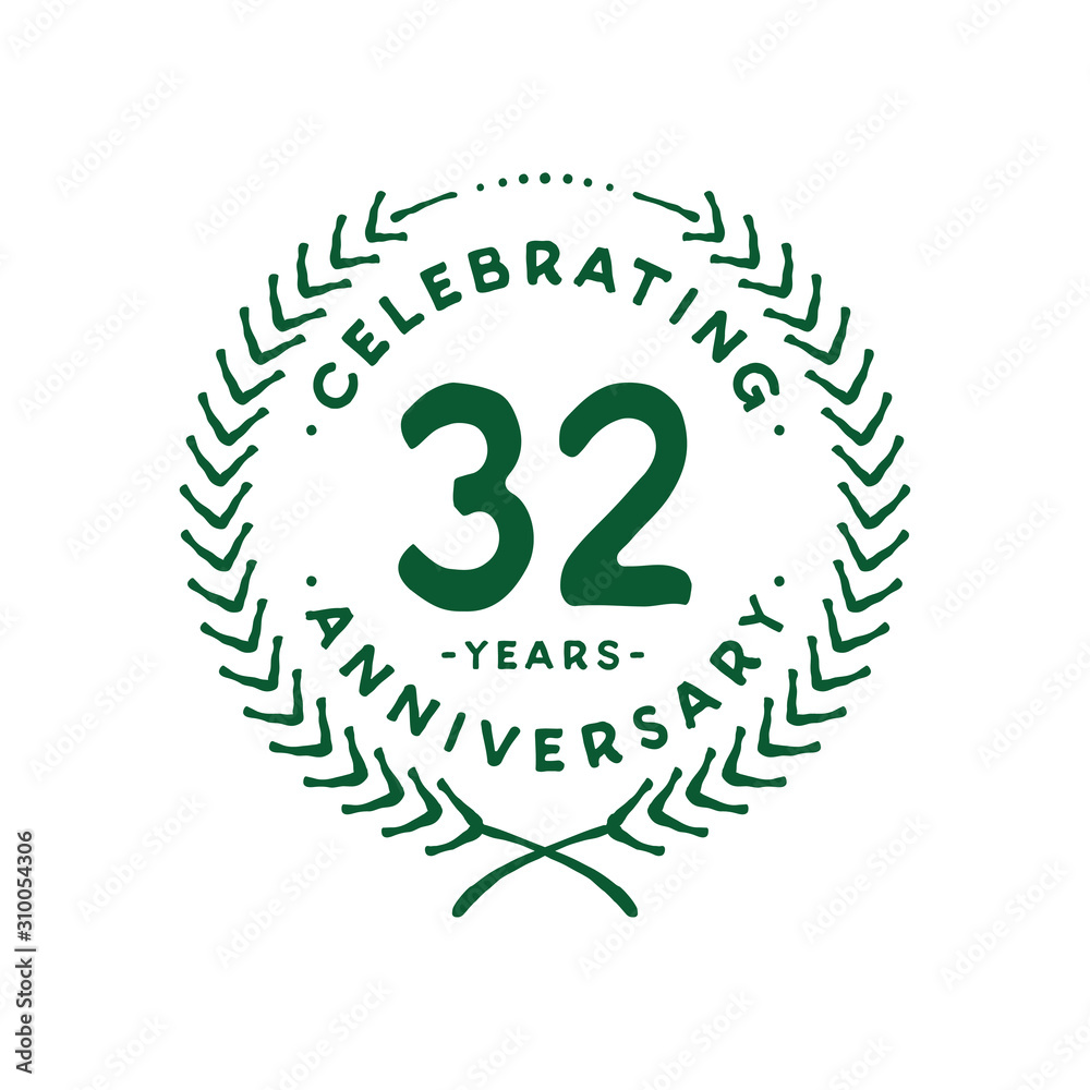 32 years design template. 32nd logo. Vector and illustration. 32 years design template. 32nd logo. Vector and illustration.