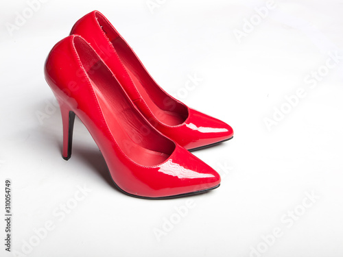 Red High Heel Stilleto Shoes isolated on white