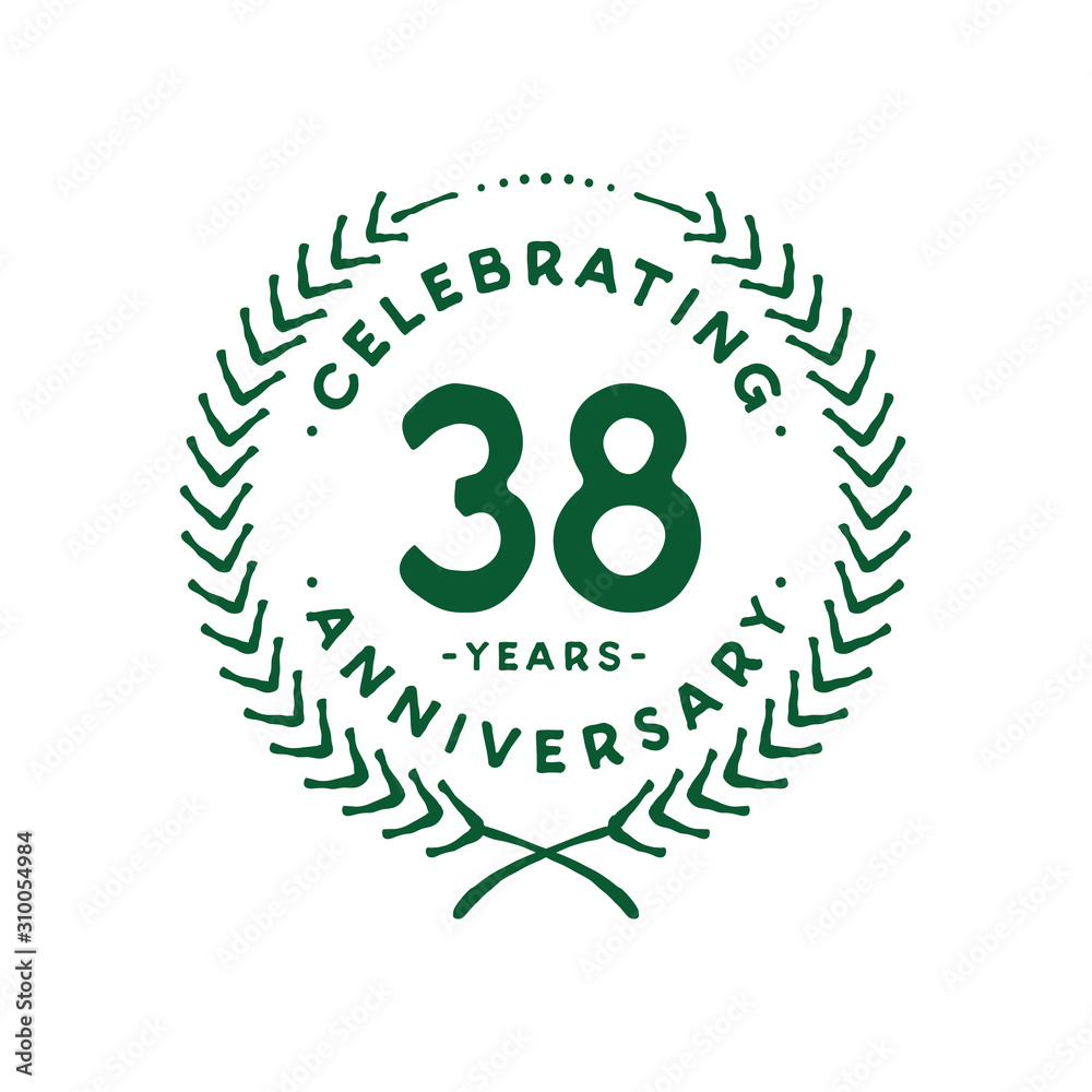 38 years design template. 38th logo. Vector and illustration. 38 years design template. 38th logo. Vector and illustration.