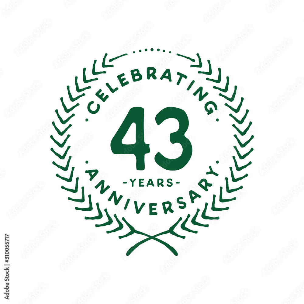43 years design template. 43rd logo. Vector and illustration. 43 years design template. 43rd logo. Vector and illustration.